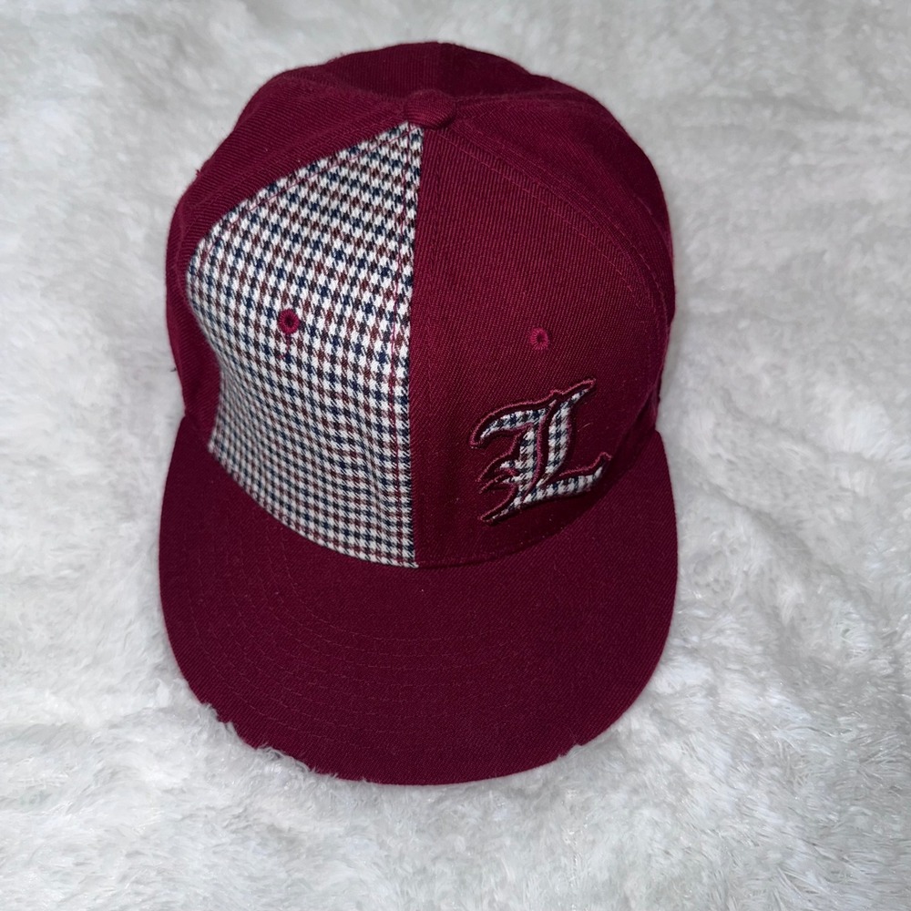 Zephyr Sample Hat Cap Fitted 7 1/2 Maroon Red Plaid NCAA Louisville cardinals